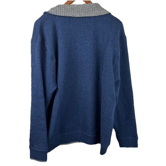 Irelands Eye 100% Wool Men’s 1/4 Zip Pullover Knit Sweater Men’s Size XL Blue - Picture 5 of 7